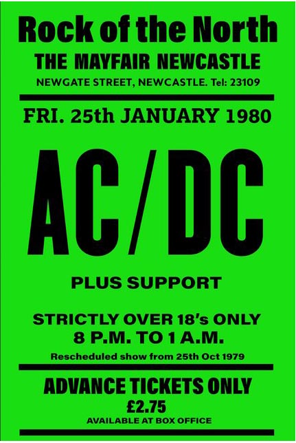 rare ac/dc concert poster