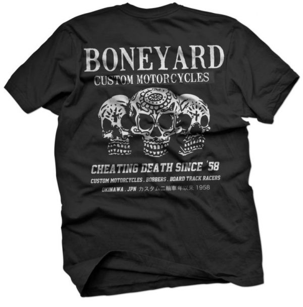 boneyard biker skull t shirt